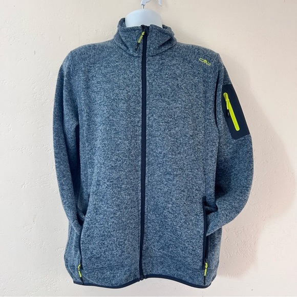 CMP Men’s Knit-Tech Fleece Jacket Heather Blue Size L Outdoor Gorpcore Italy - Picture 5 of 13